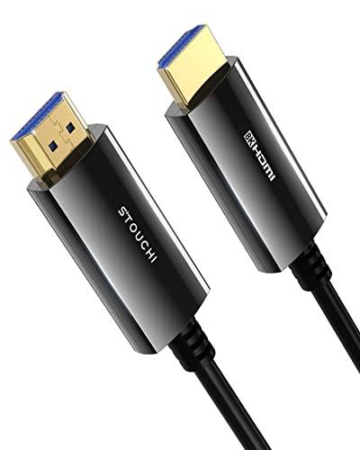 Stouchi 8K HDMI-glasfiberkabel, 10m, HDMI 2.1-kabel 48Gbps ultrahög hastighet, väggmonterad CL3-klassad, AOC 8K vid 60Hz, 4K vid 120Hz/144Hz dynamisk HDR eARC Dolby HDCP2.2