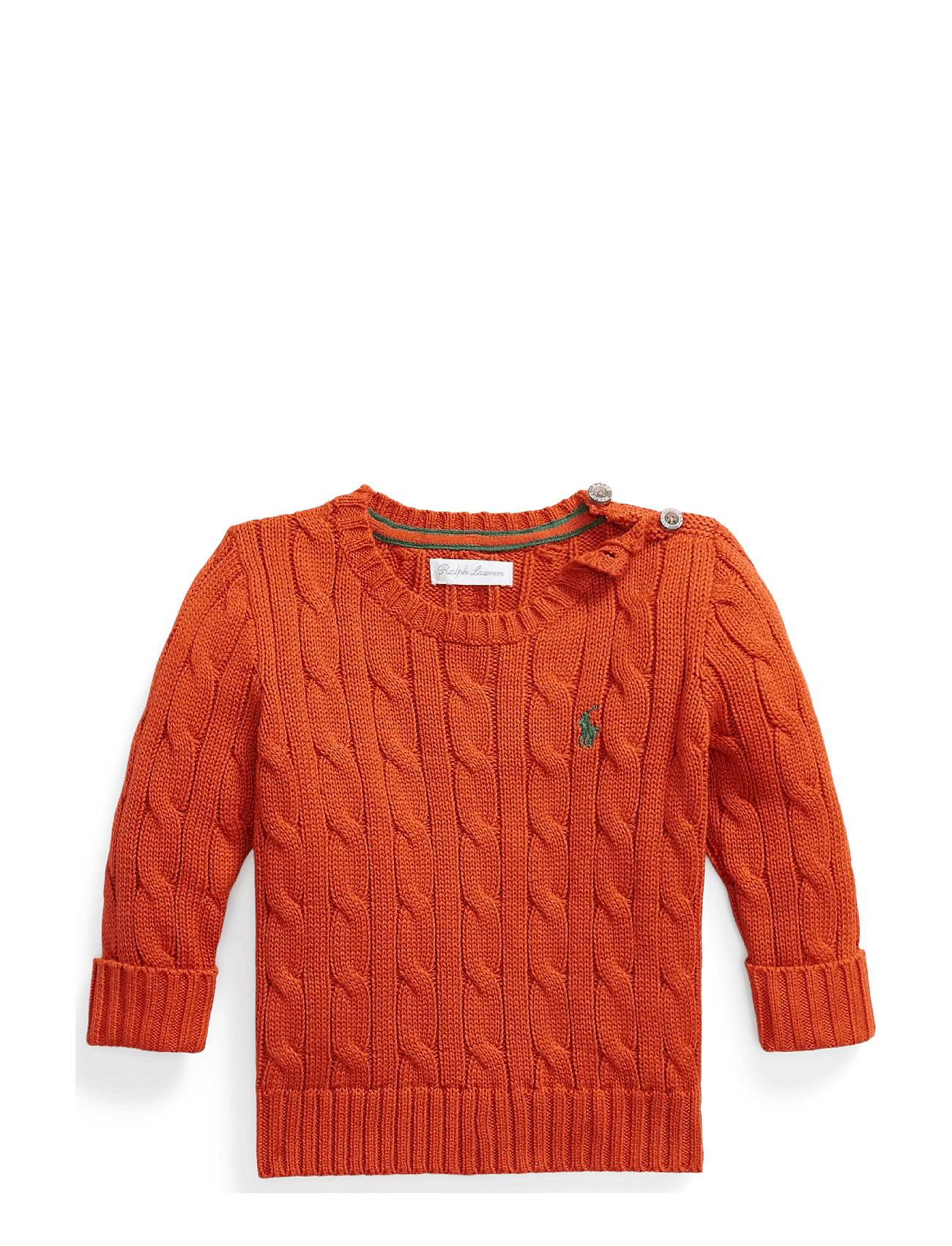 Ralph Lauren Baby Combed Cotton-Ls Cable Cn-Tp-Swt - Orange - 70-74