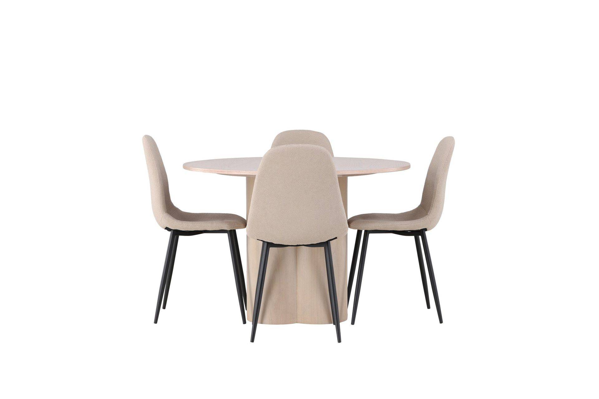 Venture Home Olivia Matgrupp 110 cm Rund med 4 Polar stolar - Whitewash Matgrupper Beige,Vit Trä