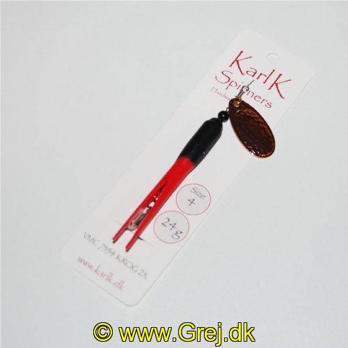Karl K Spinners - Skjern Å - 24g - Str. 4 - Sort/Rød gummi og Kobber blad