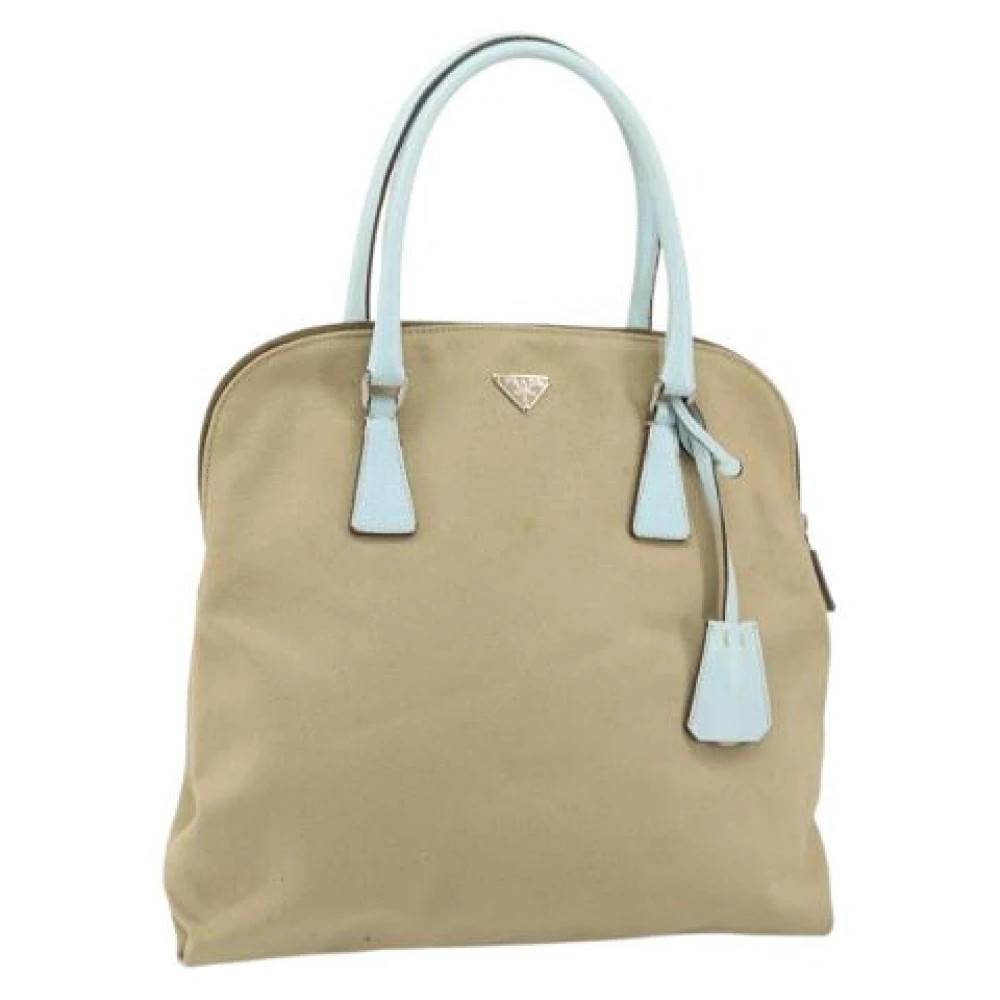 Prada Vintage Pre-owned Canvas Håndtaske - Vintage - Dame - Beige - ONE SIZE -