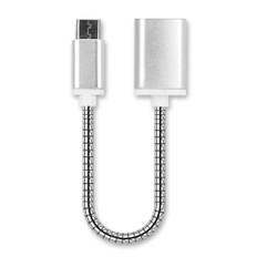 USB-kabel med OTG-funktion för FiiO M6 / M7 / M9 / M11 / M3K / X3 mp3-spelare / musikspelare - 15cm lång kabel, - aluminium silver USB-sladd för mp3 player