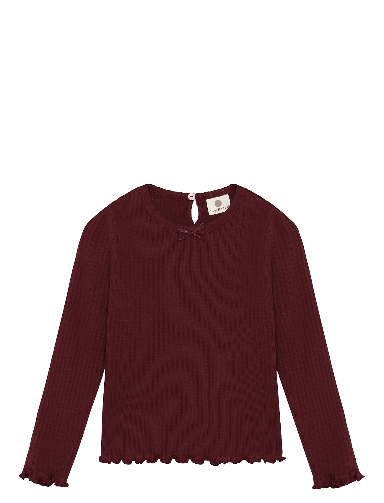 En Fant T-Shirt Ls Pointelle - Burgundy - 104