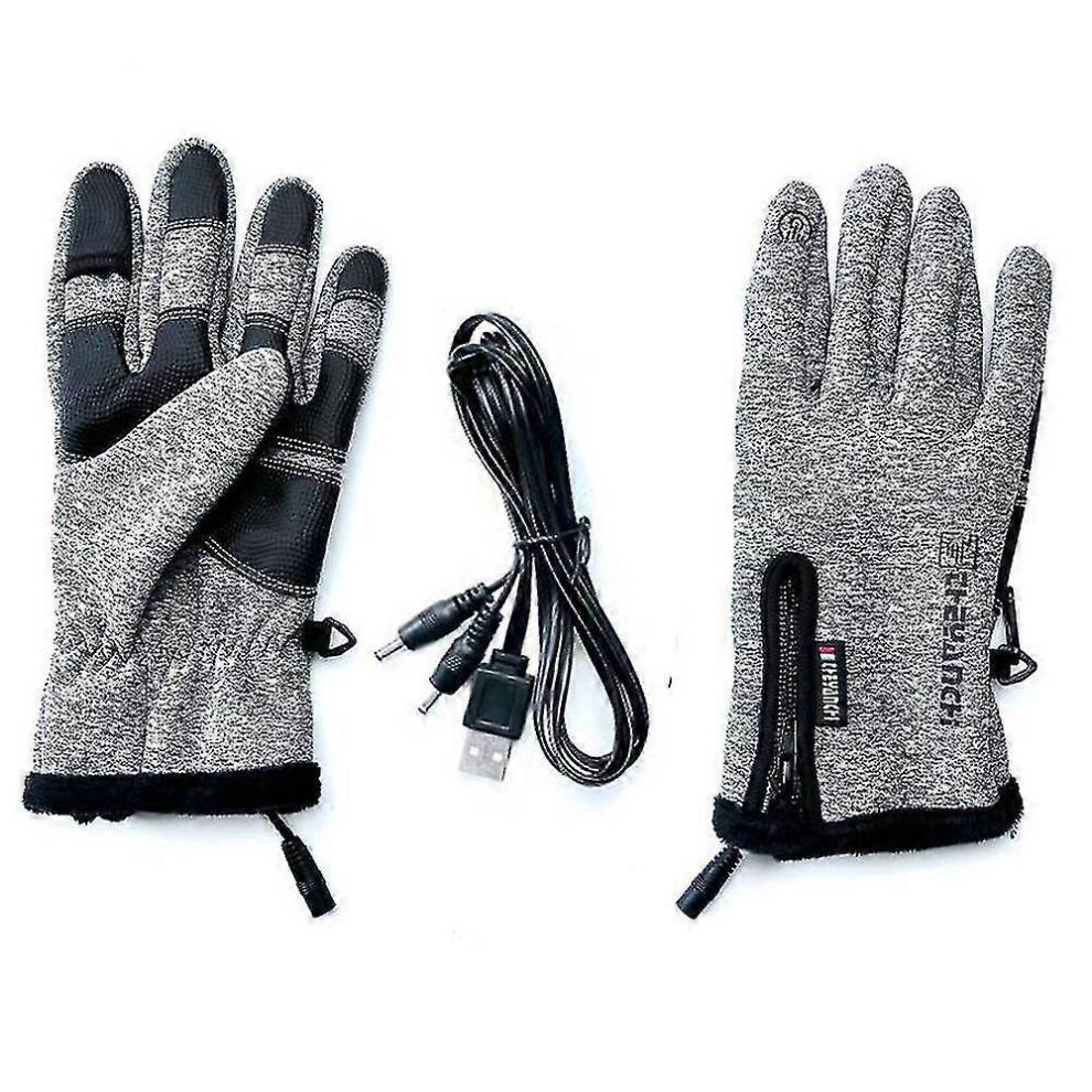 (Grey Thermostat) Usb Electric Heated Gloves Warmer Mittens Non-slip Touch Screen Gloves Gifts