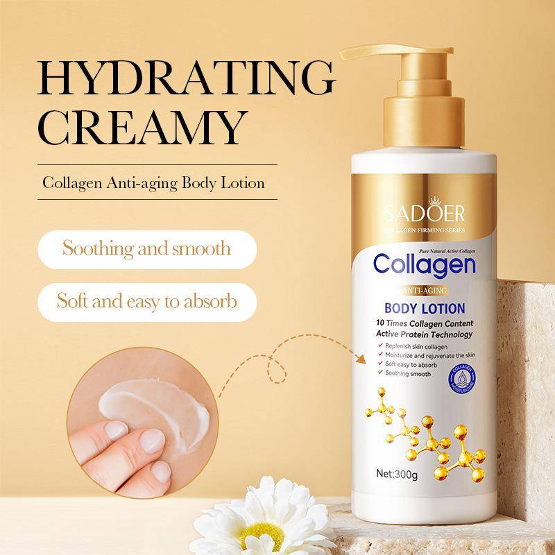 Kollagen Body Lotion 300g SADOER Återfuktande Hydrerande Uppfriskande Återfuktande beige