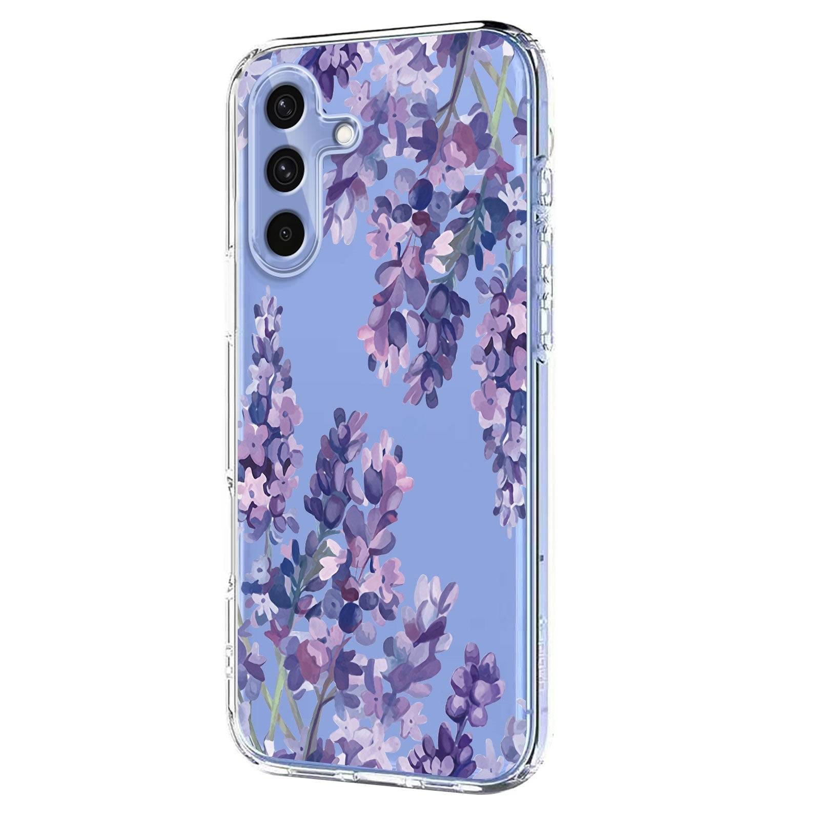 Samsung Galaxy S26 FE EIDERWOOD Fleksibel Plastik Cover m. Blomstermotiv - Gennemsigtig / Blåregn