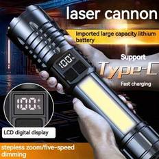 Super Bright XHP70 Kraftfull LED-ficklampa Power Bank Ficklampa USB Uppladdningsbar Camping Ficklampa Med COB-lampa (1 st)