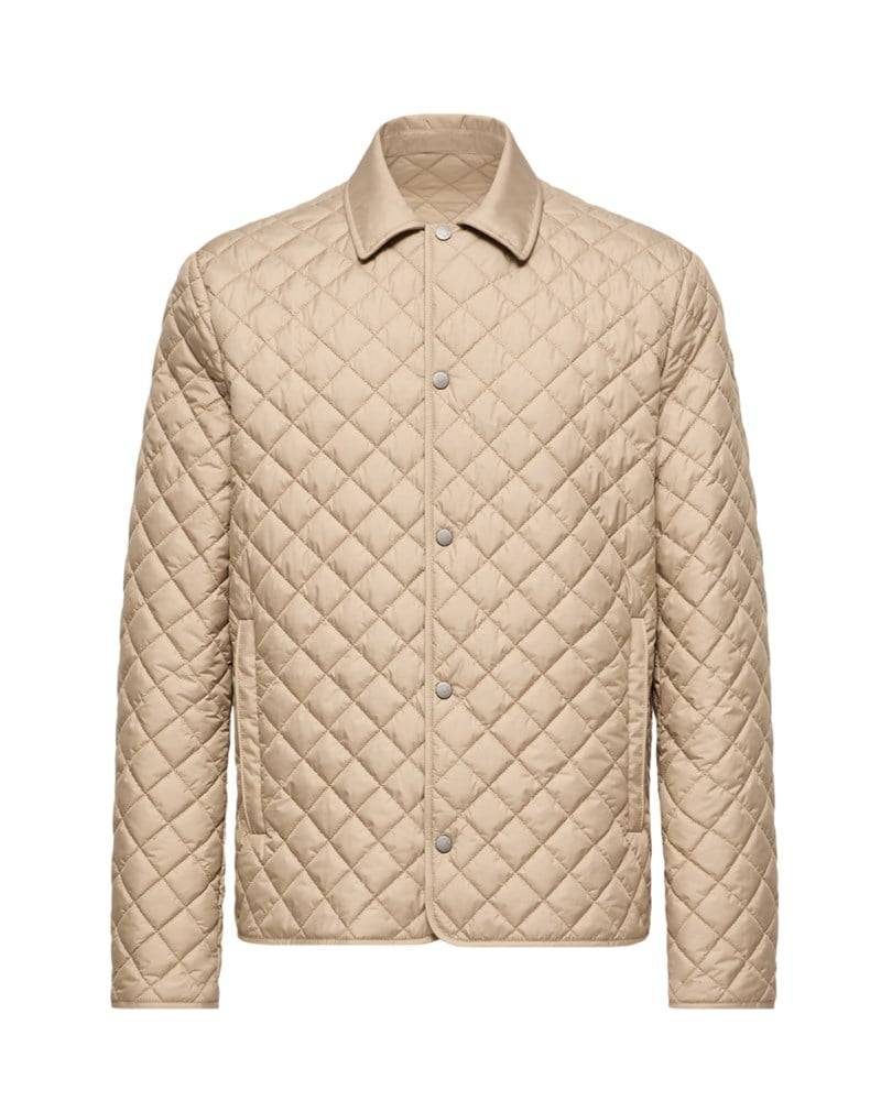 Jacka avrelie diamond quilted padded shirt beige