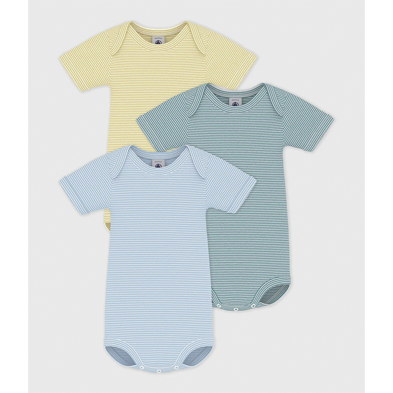 Petit Bateau - 3 - Pack Kortærmet Body - Strib - 12M/74