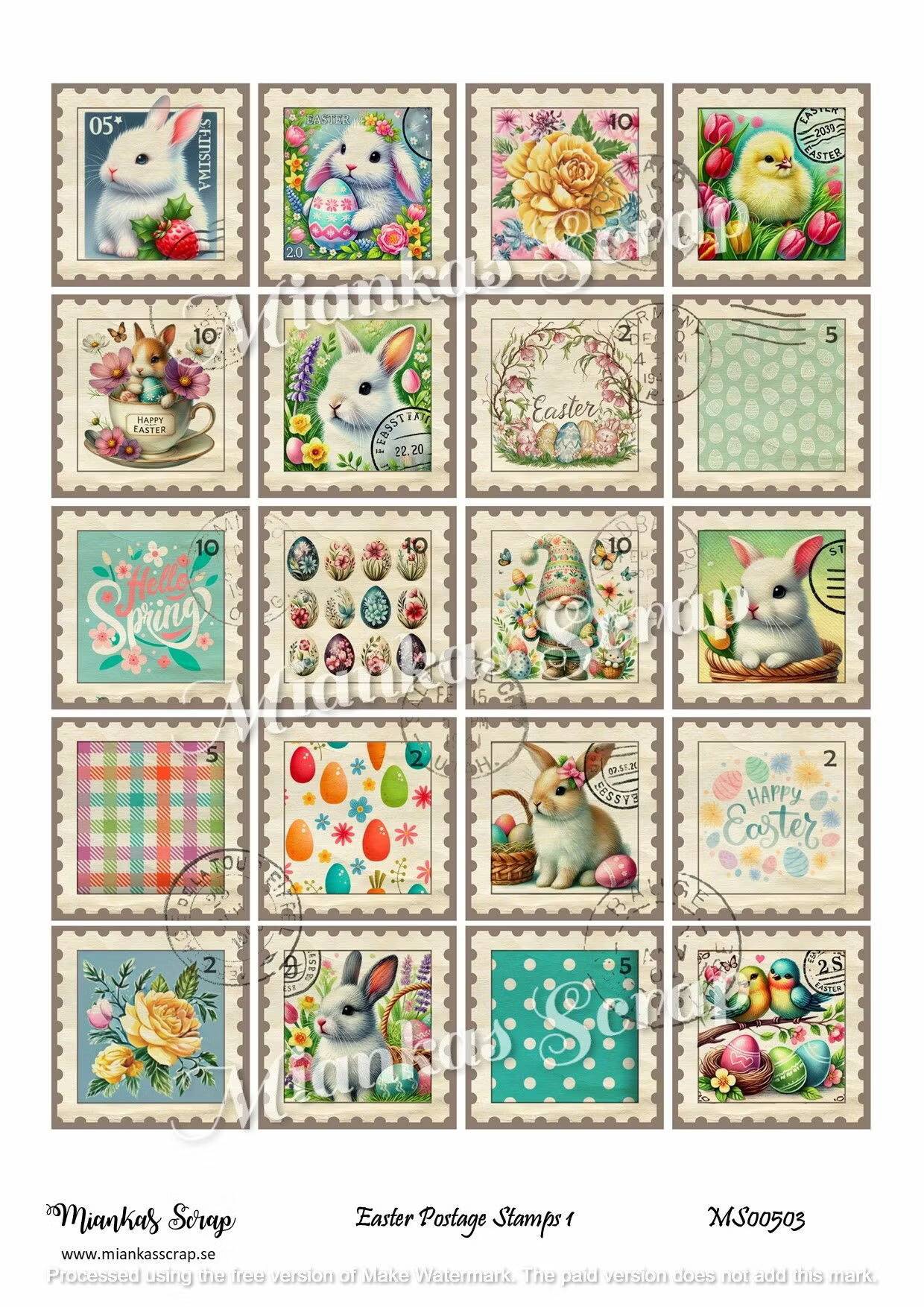 Miankas Scrap klippark - Easter Postage Stamps 1