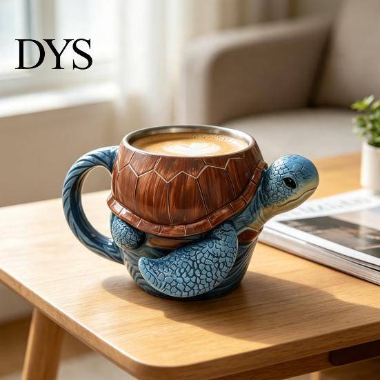 Cute Turtle Coffee Mug Shaped Mug, Resin 3D Animal Design Beverage Tea Cup for Desk Durable Wear Resistant Decorative Water Home And Office