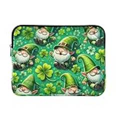 St. Patrick's Day laptopfodral dvärgar klöver stötsäkert skyddande notebook-fodral hållbar datorväska, 38–40 cm