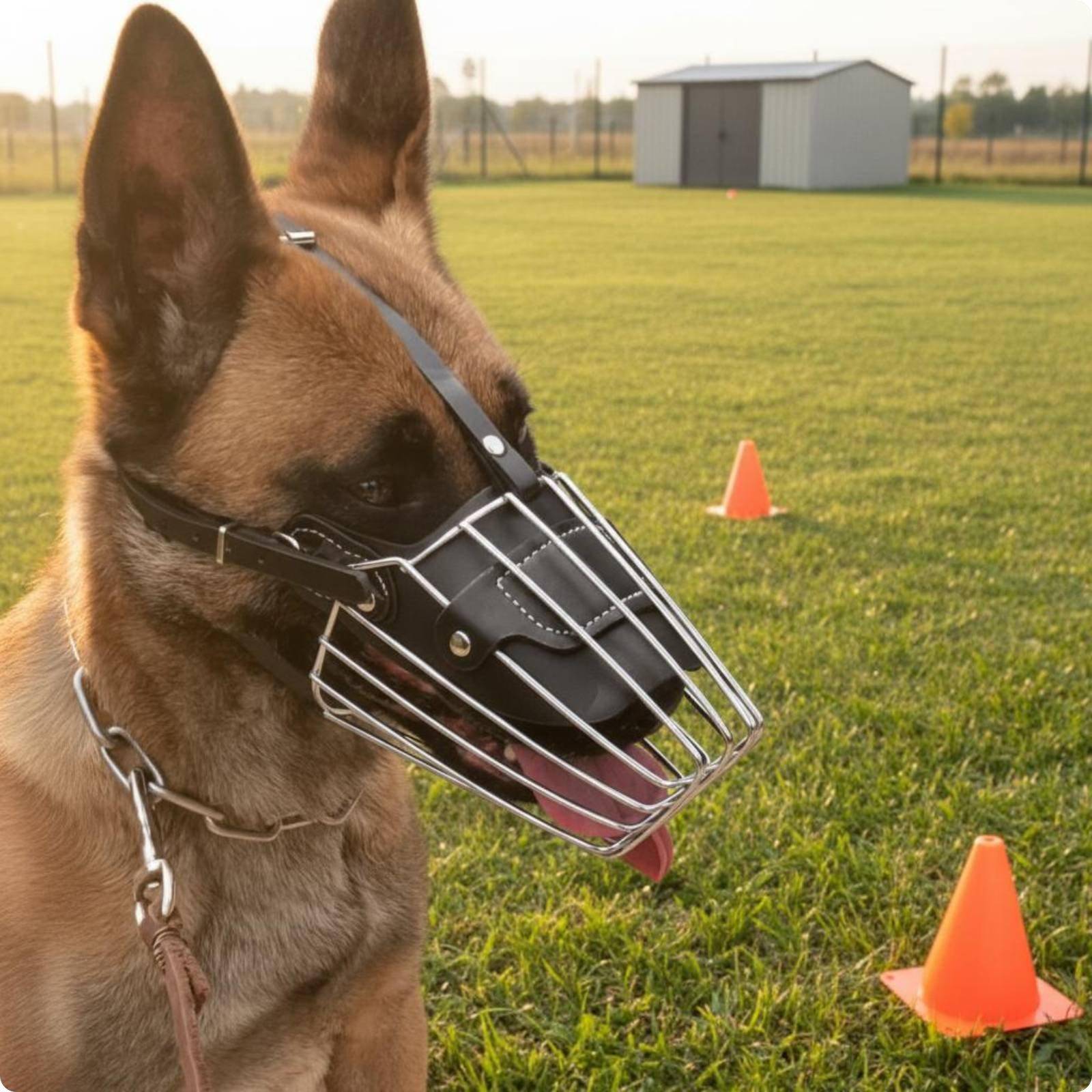 Wire Basket Canine Snout Guard Bite Deterrence Muzzle AntiEating Animal Restraint for Large