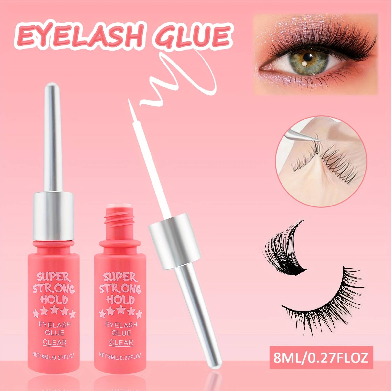 8ml Instant Glue Compatible False Eyelash - Quick-dry Waterproof Formula, Bonding Suitable For Eyelash Extensions, Individual Lashes, Travel-friendly Tube (plastic Container)