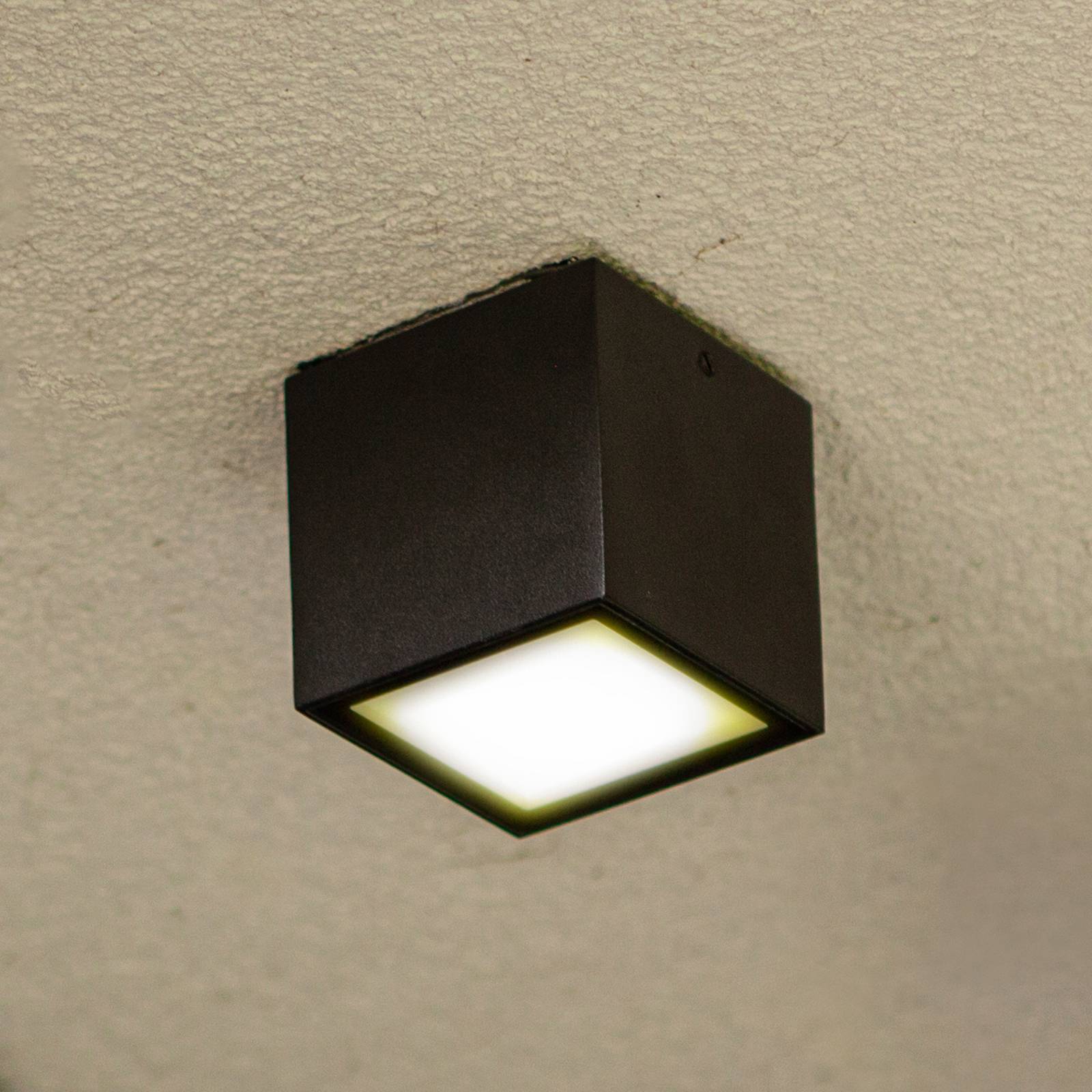 LUTEC LED-utomhustaklampa GEMINI, mörkgrå, 9 x cm, IP65 GEMINI, Aluminium / grå / zink, Aluminium / grå / zink, Modern, Taklampa