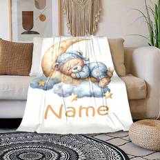 TEMU Custom Name Printed Polyester Sofa Blanket With Sleeping - Soft Warm Cozy Chair Bed Blanket For Christmas Decor, Ideal Holiday Gift For