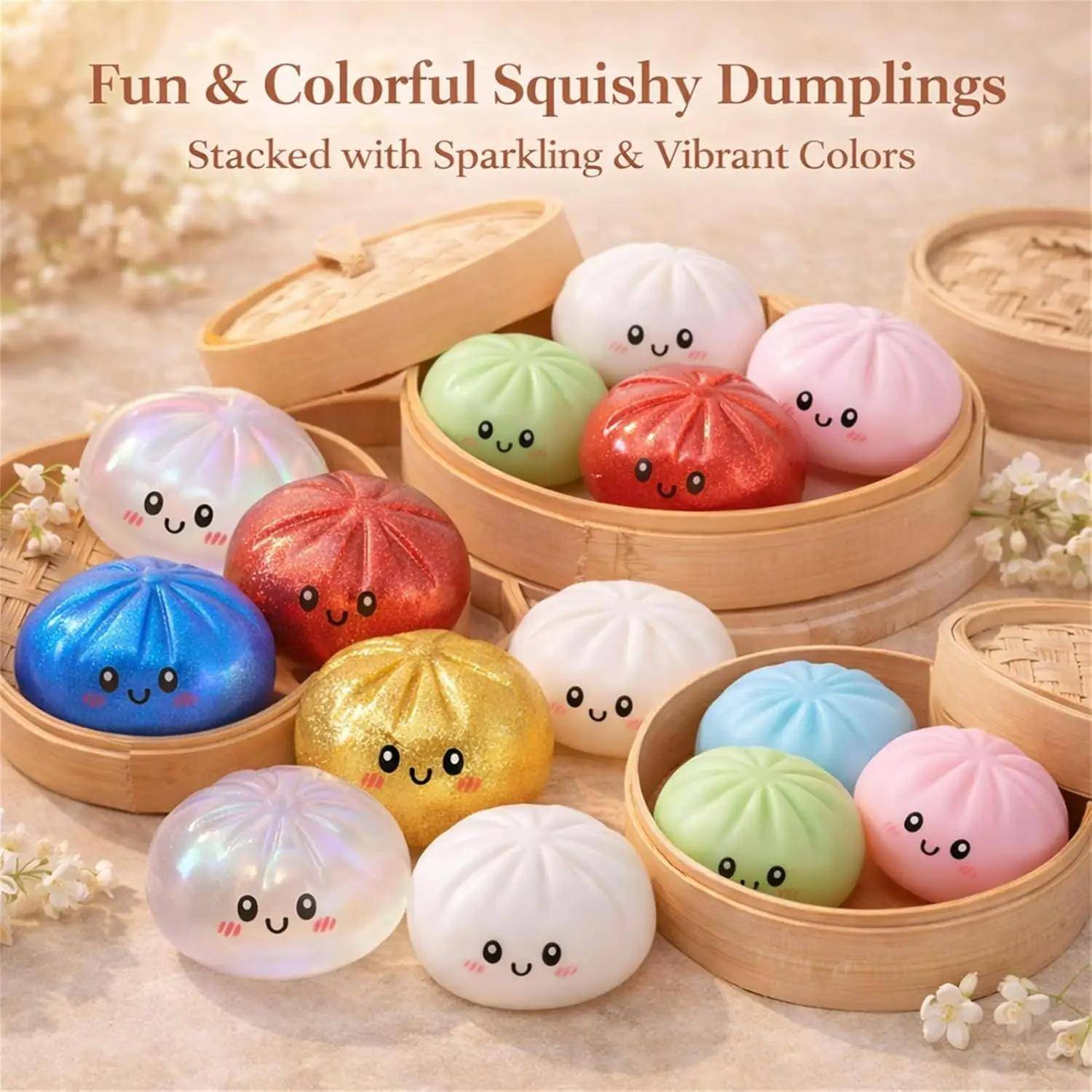 Dumplings Glitter Dumpling Toy Cute Dumplings Squishiest With Steamer Box Stress & Anxiety Toys For Kids & Skateboard