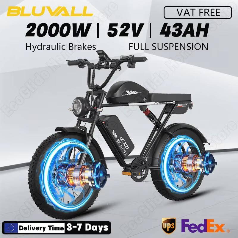 Den NYA K10 Elcykel 2000W Dubbelmotor 52V 43Ah Dubbelt Batteri 20*4.0 Tum Fat Tire Elektrisk Cykel Hydraulisk Broms Elcykel kamouflage