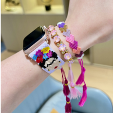 2024 Fashion Jewelry INS Hot Miyuki Beaded Beads Bracelets Heart Eyes of Evil Pattern for Women Men Apple Smart Watch Bracelet