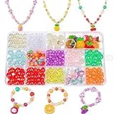 Pysselset för barn med 400+ smyckespärlor, pärlor för att trä på, barn smycken, pyssel, halsband, armband, gör-det-själv, gåva för barn