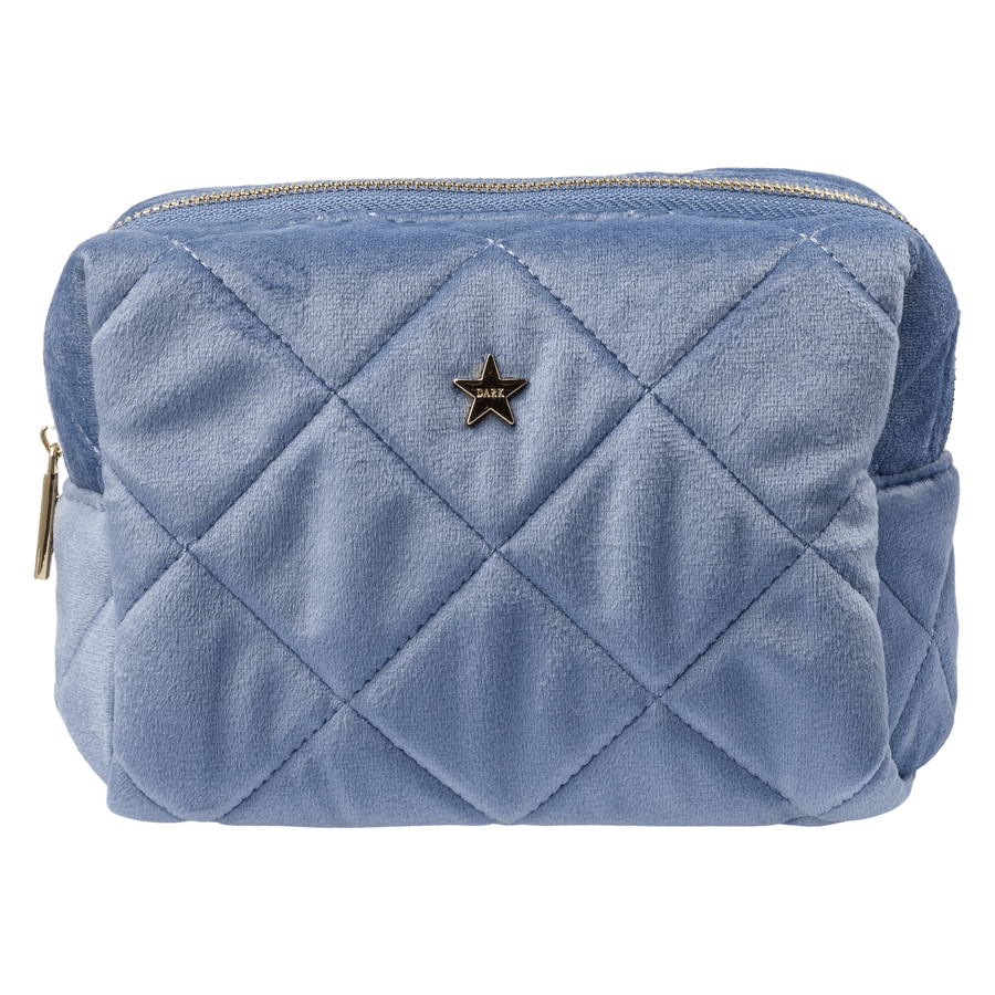 DARK Velvet Square Quilted Make-Up Pouch Small Country Blue