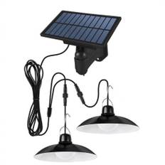 (Ingen fjernbetjening, varmt lys) Solar pendel, IP65 vandtæt, solcelledrevet LED-lampe