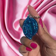 Glittergrej Tissekone nøglering
