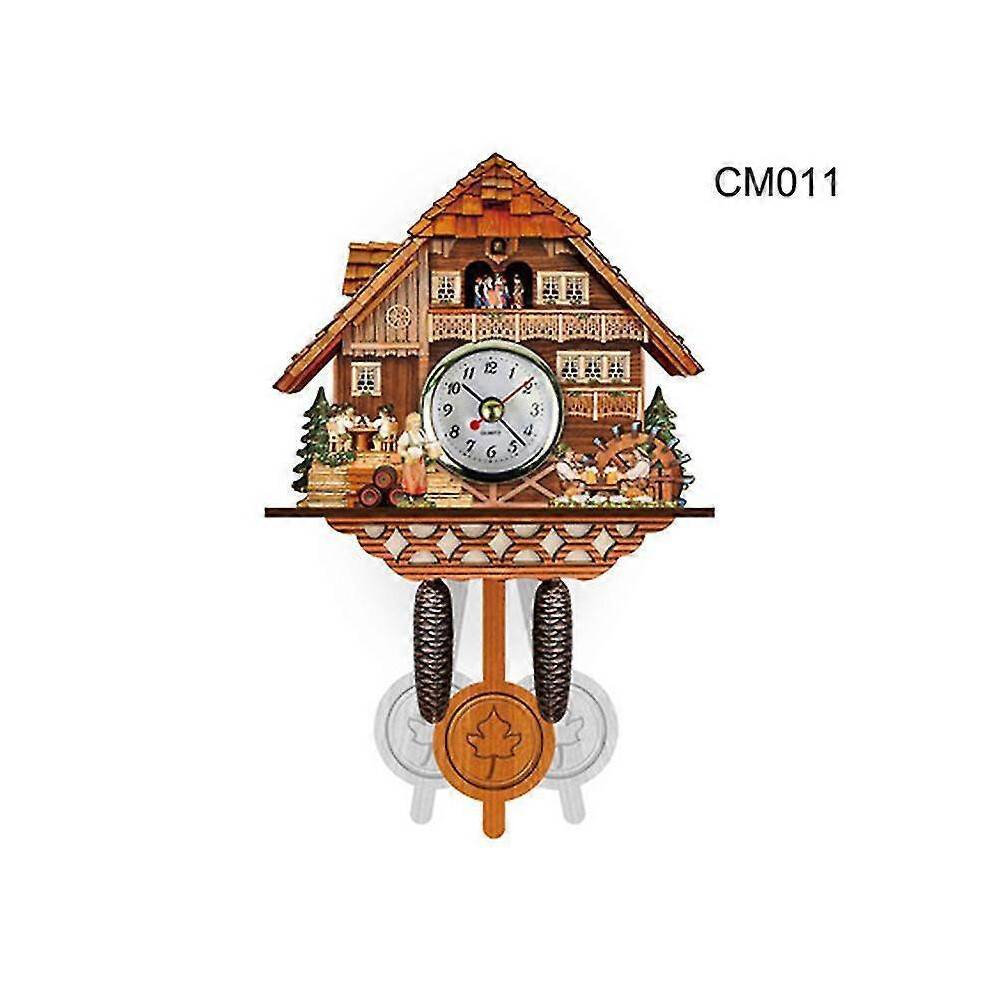 (K) Cuckoo Clock Wall Clock Handicraft Vintage Wooden Cuckoo Tree House Clock For Bedroom Living Room School Office