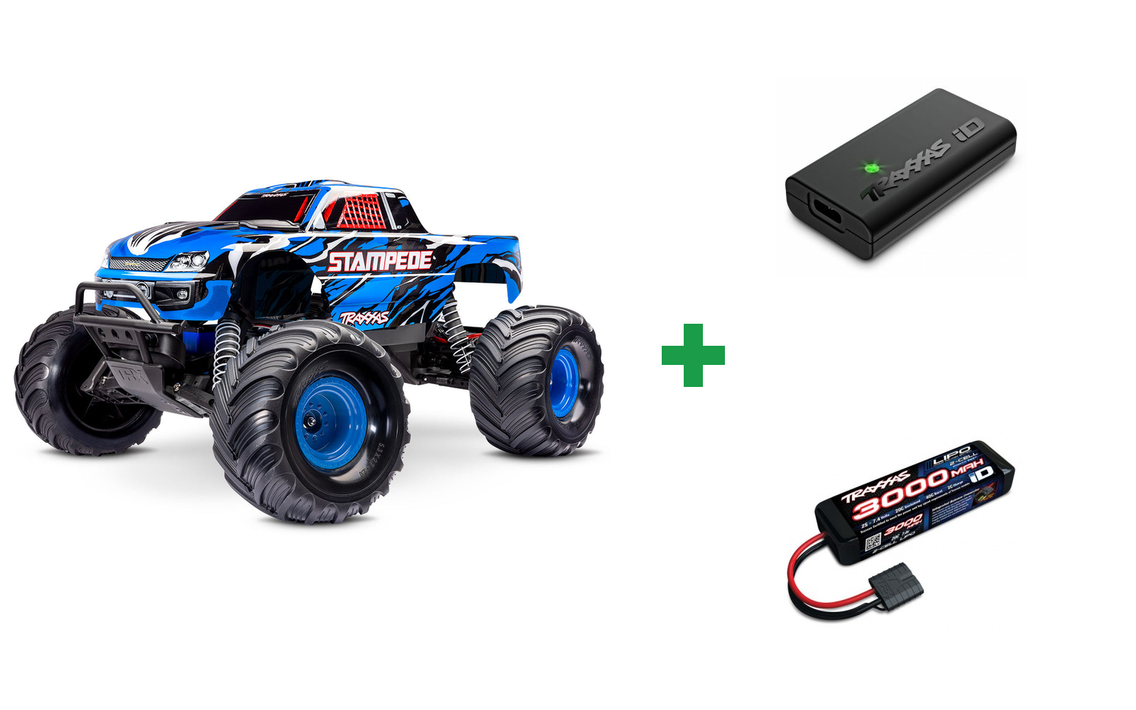 Stampede 2WD 1/10 RTR TQ EHD BlueX USB-C - With Battery/Charger - Grøn-X / Kompletpakke – alt inkluderet og klar til brug