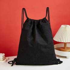Fashion Women Drawstring Nylon Backpack For Daily Use, Fits Basketball & Football - Black