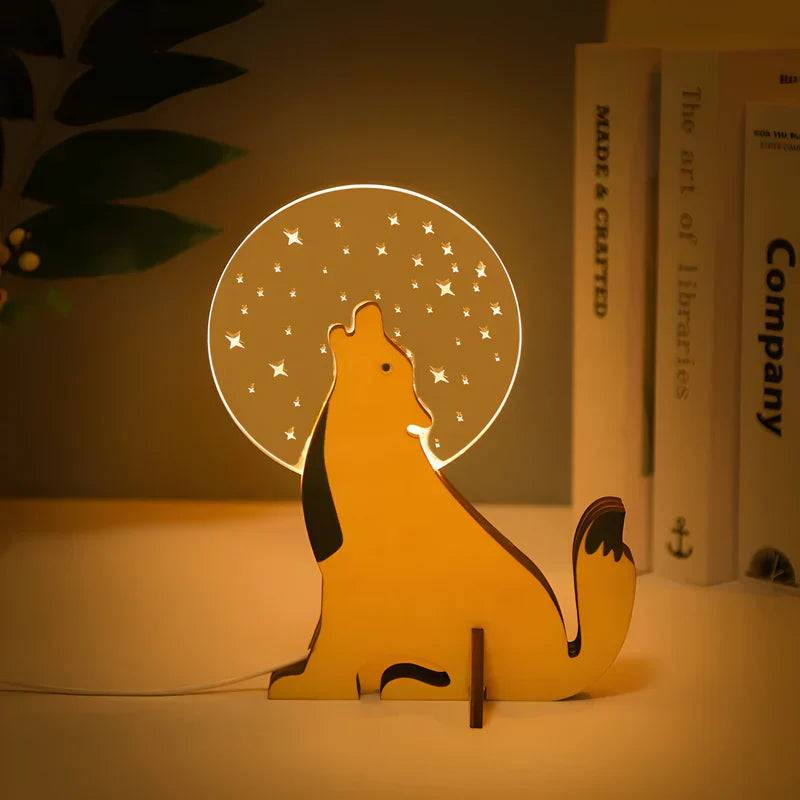 ZooGlow - Stämningsfull Tafellampa för ett Magiskt Barnrum - Varg
