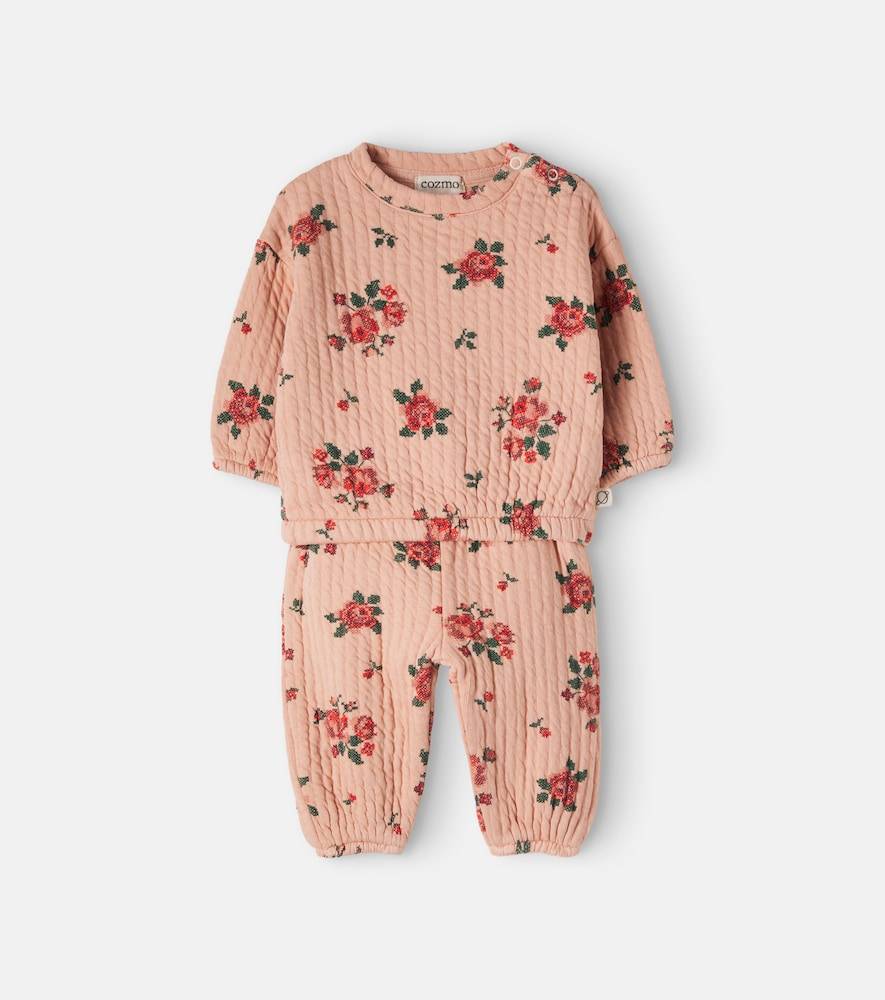 Cozmo Baby floral cotton sweatshirt and sweatpants set