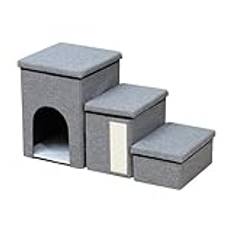 Bärbara husdjursstolar med lagring, stabila hundsteg för höga sängar, hopfällbar lätt hund ramp med lagring, multifunktionella husdjurstrappor för höga sängar, soffa, soffa (grå)