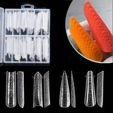 96 st. transparenta dubbla nagelformskit med heltäckande nagelformspetsar akrylnagelförlängningsverktyg 4 stilar 12 storlekar skala för polygel nagelk - Genomskinlig