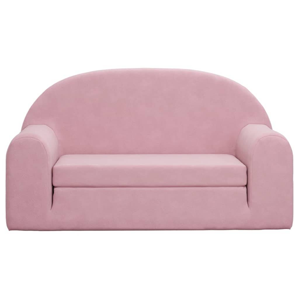 Barns Bäddsoffa 2-sitsig Rosa Mjuk Plysch