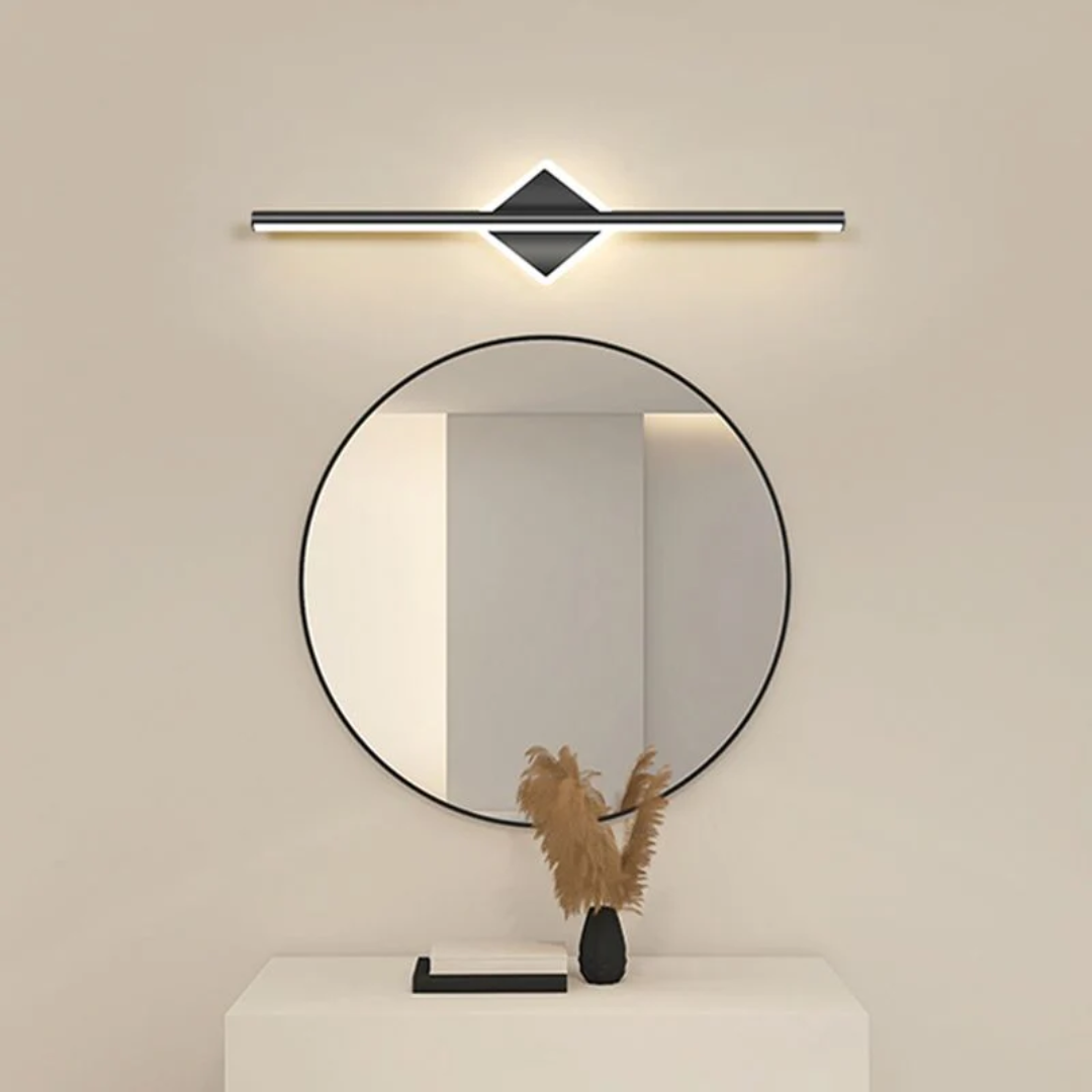 OpalGlow - Stram LED Vägglampa för Moderna Interiörer - Fyrkant / Svart / 80 cm