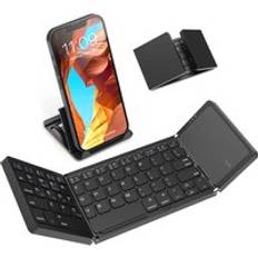 3-fold bluetooth keyboard teclado porttil pocket third fold touchpad foldable keyboard mini folding bt 3.0 wireless keyboard