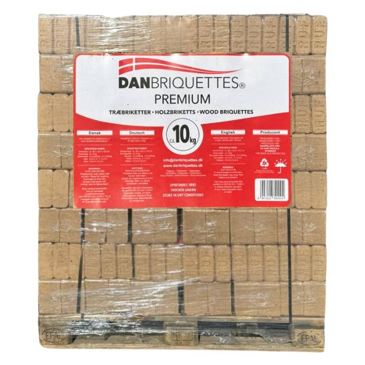 DanBriquettes Træbriketter Premium RUF 1 palle (540 kg).