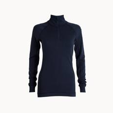 Tufte Bambull Women langærmet bluse Half Zip, mørkeblå - Sky captain - L