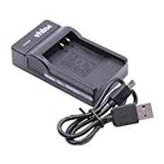 vhbw USB-laddare kompatibel med Panasonic Lumix DMC-FS20, DMC-FS3, DMC-FS5, DMC-FX01, DMC-FX07, DMC-FX10, DMC-FX100, DMC-FX12 camcorder/batteri – laddningsdocka, laddningsdisplay