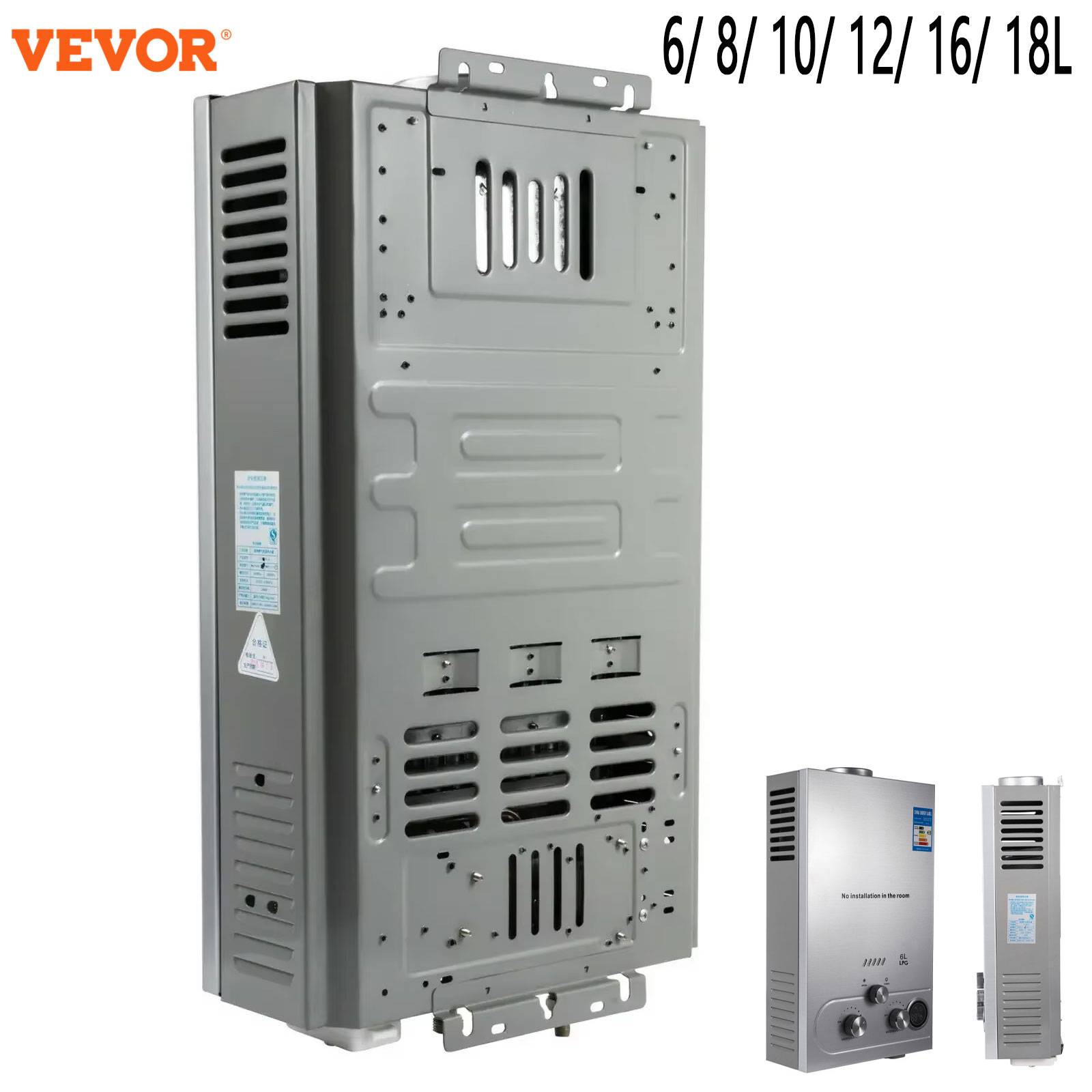 SIHAO 6L 8L 10L 12L 16L 18L LPG Water Heater LED Display & 24Hour Water Supply & Over-Heat Protection for Kitchen Bathroom Salon