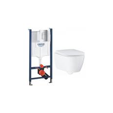 GROHE Essence Alt-i-1 Toiletpakke inkl. Sæde m/softclose, Betjeningsplade i Krom & Cisterne 113cm