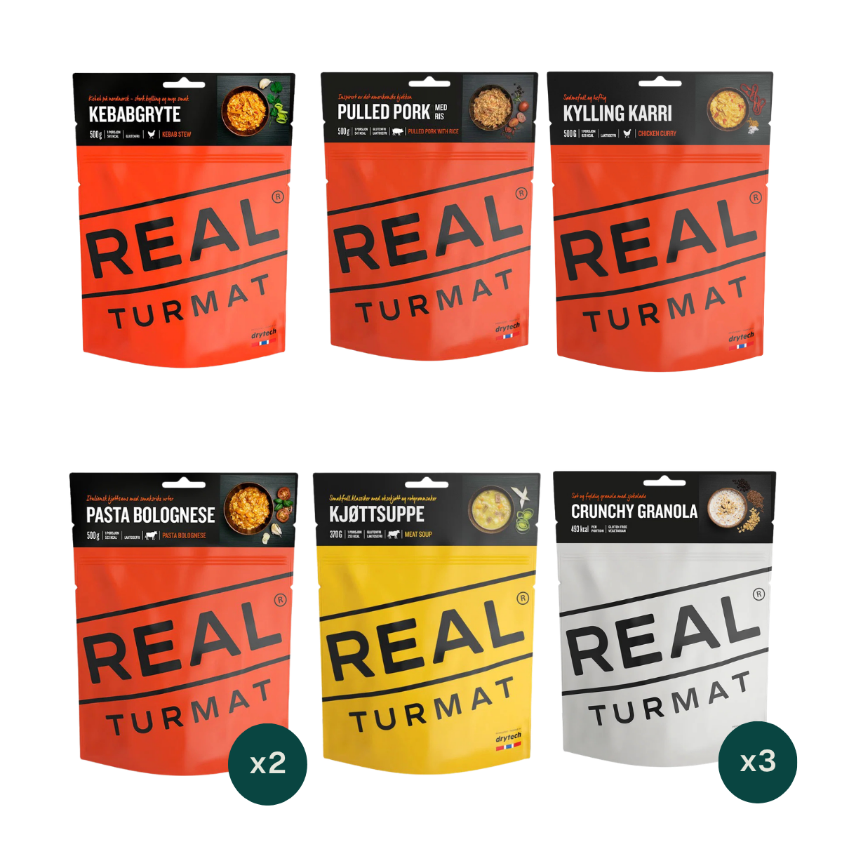Real Turmat Frysetørret Mad 3 Dage, 1 person