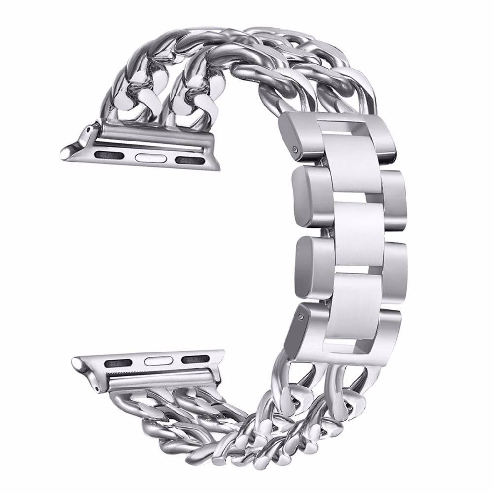 Apple Watch 42/44/46/49mm Klockarmband Kedjedesign - Silver