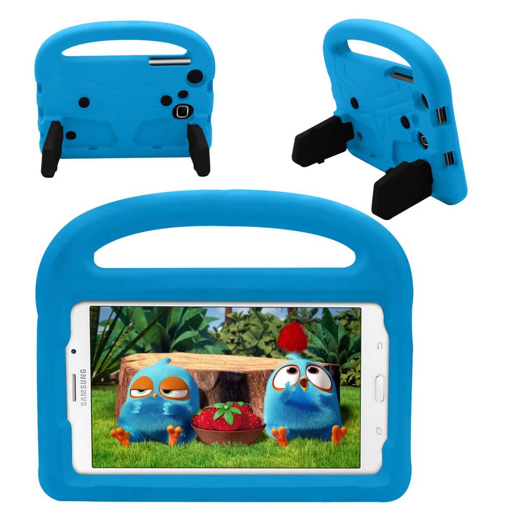 Blåt 7-tommer tablet-cover med støtteben og stødsikkert håndtag, kompatibel med Samsung Galaxy Tab A SM-T280 / Tab4SM-T230 / Tab E Lite SM-T113 /