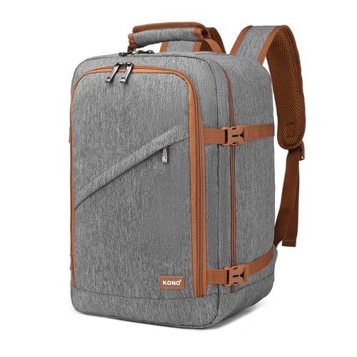 Kono Kabinväska med måtten 40 x 20 x 25 cm för Ryanair, ryggsäck att placera under sättet, kabinstorlek, 20 l, Grå/brun, en storlek