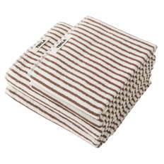 Tekla - Terry Towel Kodiak Stripes 50x90 cm - Håndklæder og badehåndklæder - Brun,Hvid