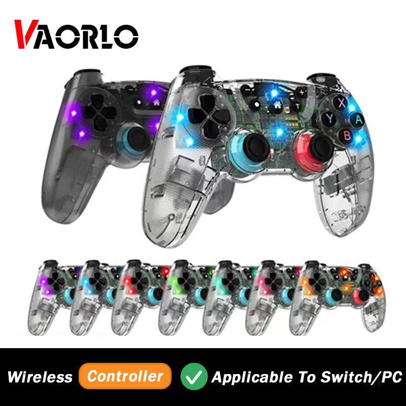 VAORLO Trådlös handkontroll för Nintendo Switch/Switch OLED-spelplatta med RGB-belysning, sexaxlig vibration, en-knapps väckningsfunktion black