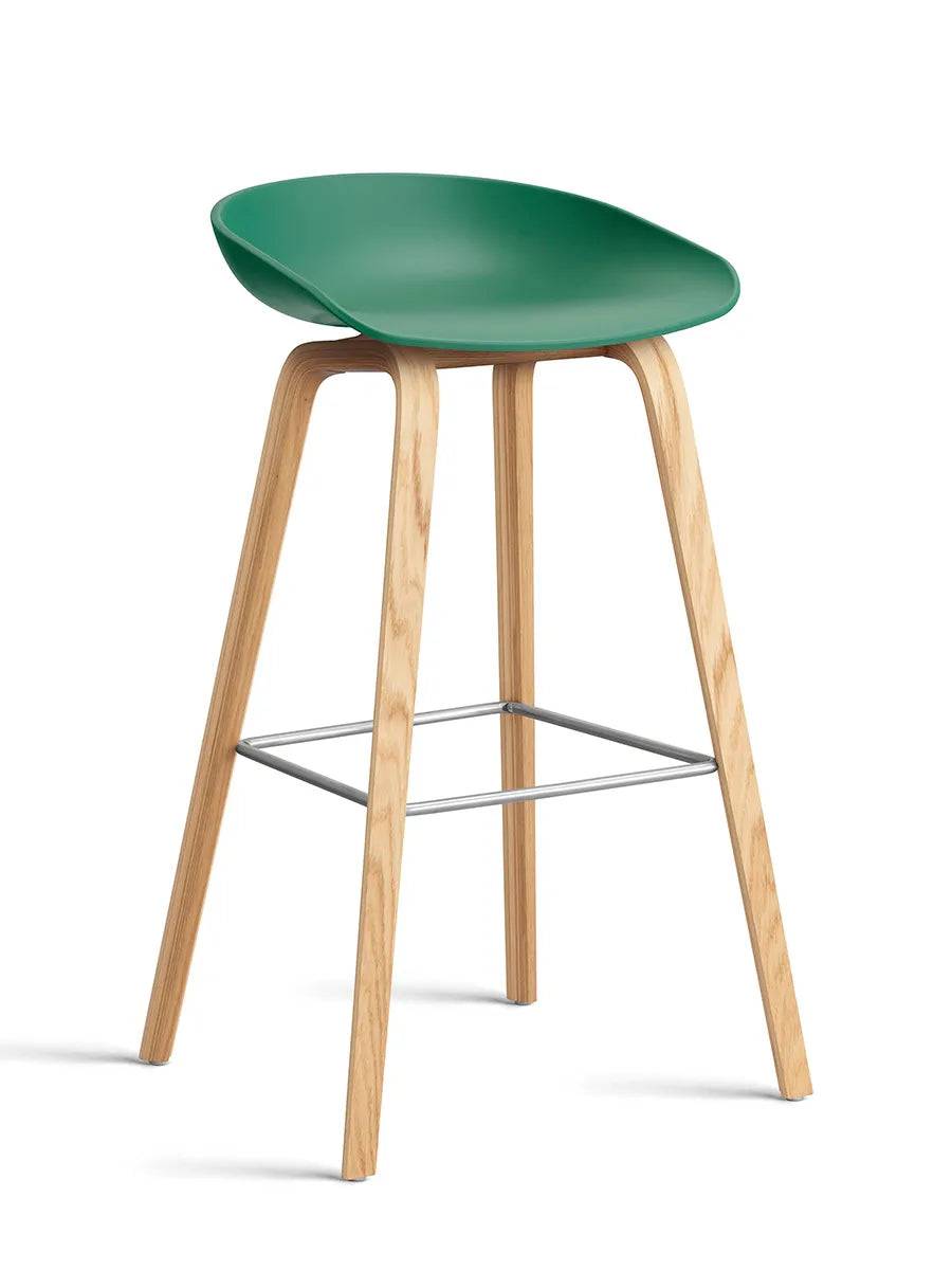 About a Stool AAS32 fra Hay Høj - B 50 x D 46 x H 74-85 cm / Teal Green / Lakeret eg - Jacobsen Plus