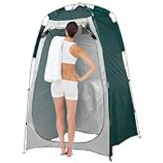 Bärbara Duschtält Dusch Toalett Vattentält Bärbart Dusch Toalettbyte Tält Camping Shelter Tält med Blixtlåsning och Stor Dörr (Grön & grå)